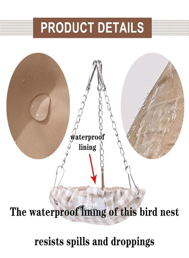 VrotQyn1 Pcs Khaki Waterproof Bird Hammock Bed for Cage, Sturdy Non-Collapsible Bottom Hanging Swing Nest, Small Parrot Sleeping Hut for Conures, Budgies, Parakeets, Canaries & Finches - Image 5
