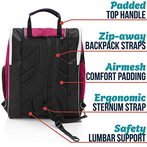 Athletico Ski Boot Bag – Skiing and Snowboarding Travel Luggage – Stores Gear Including Jacket, Helmet, Goggles, Gloves & Accessories – Venting and Grommets for Snow Drainage (Pink) - Image 3