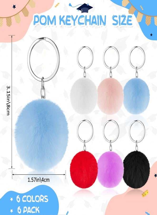 Henoyso 6 Pcs Christmas Photo Keychain Acrylic Picture Keychains with Colorful Fluffy Poms Photo Ornament (2 x 3 Inches) - Image 3