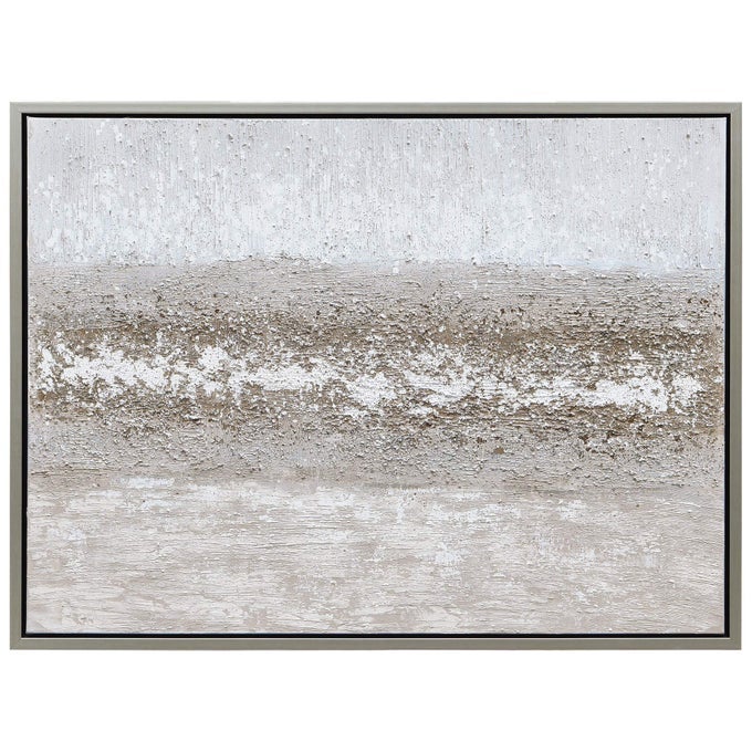 ABSTRACT WALL ART TEXTURED HAND PAINTED CANVAS BY MARTIN EDWARDS CHAMPAGNE SILVER FRAME 40 X 30 SANDPATH