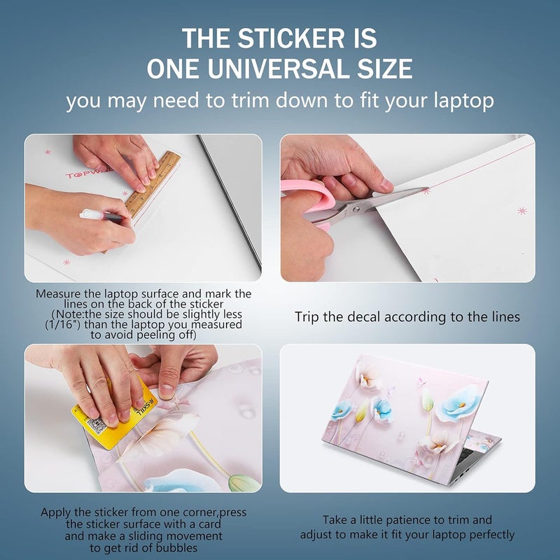 ICOLOR Laptop Skin Sticker Decal 12 13 13.3 14 15 15.4 15.6 inch Personalized Universal Notebook Vinyl Skin Stickers Cover Art Decal Computer Protector (Lotus) - Image 2