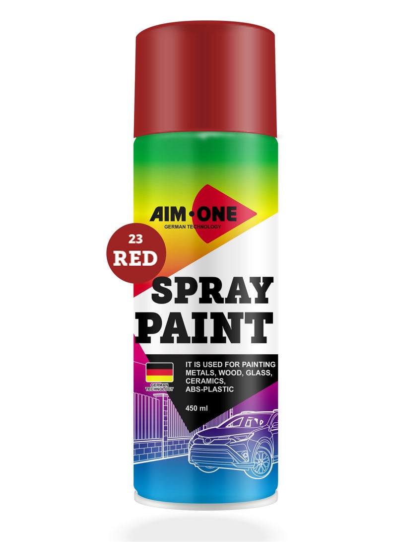AIM-ONE Aim One Spray Paint Red 450ml - Its Used For Painting Metals - Wood - Glass - Ceramics - ABS-Plastic