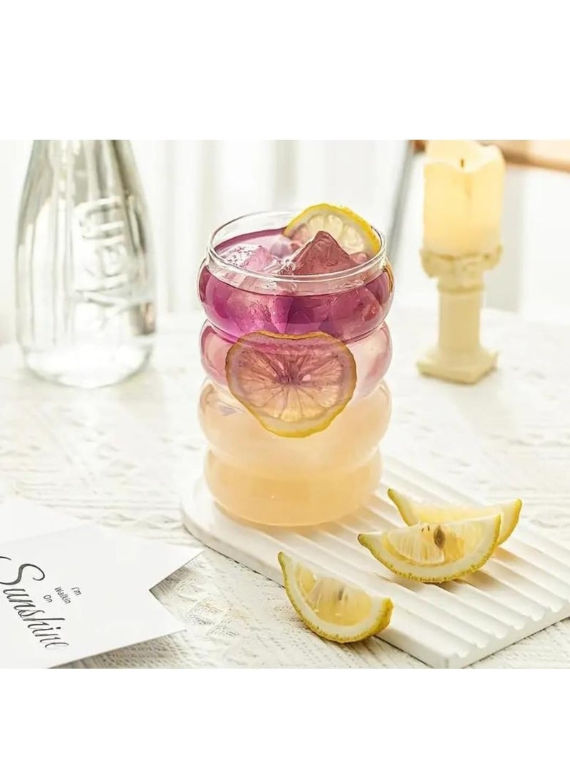 HONEY BEE Homesmiths 330ML Borosilicate Vintage Drinking Glass with Straw, Eco- Friendly and Sustainable, Made With Durable Material, Set of 4 - Image 2