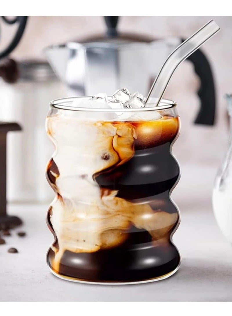 HONEY BEE Homesmiths 330ML Borosilicate Vintage Drinking Glass with Straw, Eco- Friendly and Sustainable, Made With Durable Material, Set of 4 - Image 3