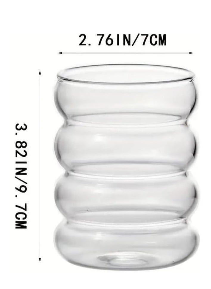 HONEY BEE Homesmiths 330ML Borosilicate Vintage Drinking Glass with Straw, Eco- Friendly and Sustainable, Made With Durable Material, Set of 4 - Image 4