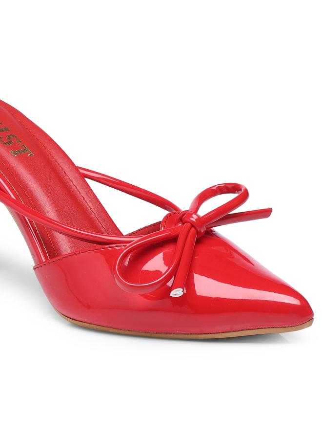 GNIST GNIST Plain Pointed Toe Stiletto Heel Mules with Bow Detail  - Image 3