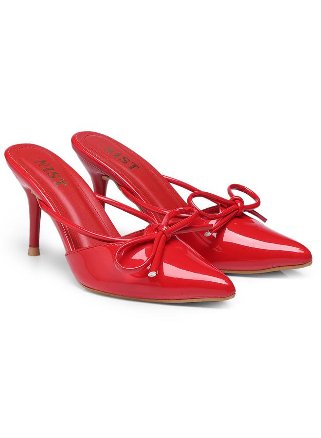 GNIST GNIST Plain Pointed Toe Stiletto Heel Mules with Bow Detail  - Image 4