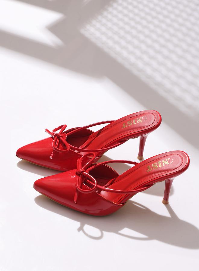 GNIST GNIST Plain Pointed Toe Stiletto Heel Mules with Bow Detail  - Image 1