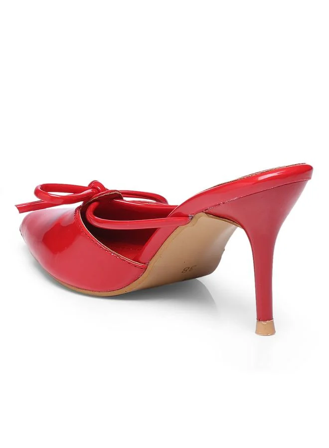 GNIST GNIST Plain Pointed Toe Stiletto Heel Mules with Bow Detail