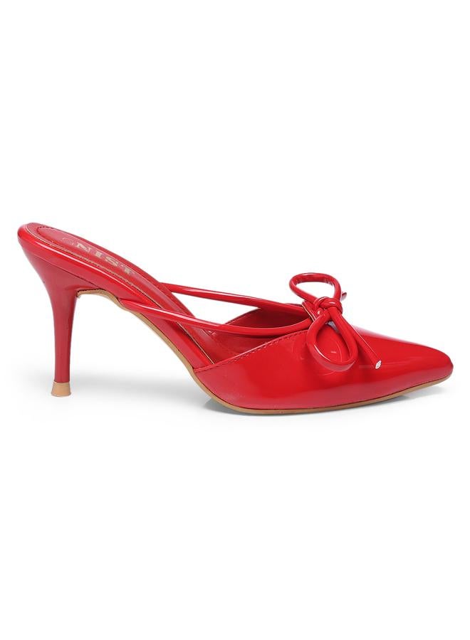 GNIST GNIST Plain Pointed Toe Stiletto Heel Mules with Bow Detail  - Image 5