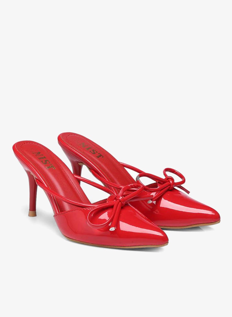 GNIST Plain Pointed Toe Stiletto Heel Mules with Bow Detail - Image 4