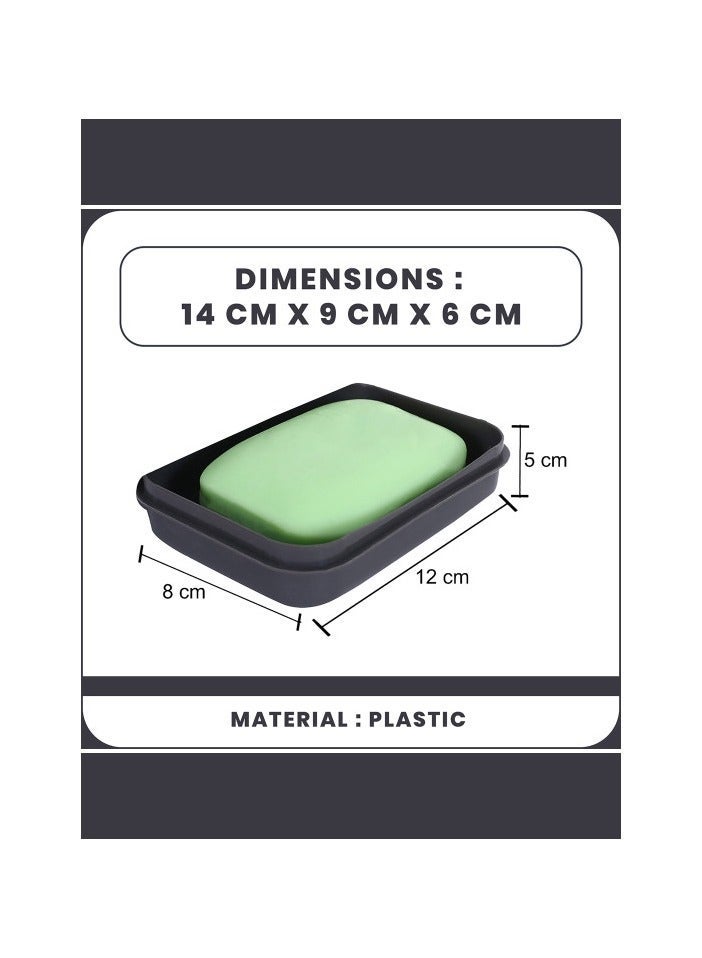 Kuber Industries Soap Holder For Bathroom | Portable Plastic Self Draining Soap Holder | Leakproof Soap Box For Bathroom, Outdoor Camping, Traveling | Grey - Image 2