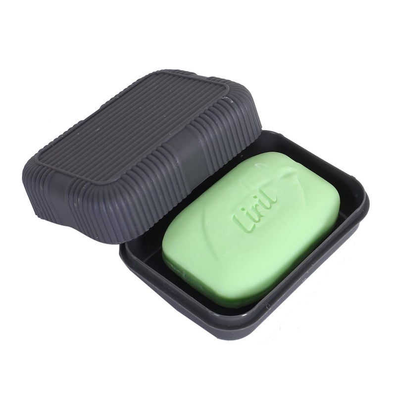 Kuber Industries Soap Holder For Bathroom | Portable Plastic Self Draining Soap Holder | Leakproof Soap Box For Bathroom, Outdoor Camping, Traveling | Grey - Image 5