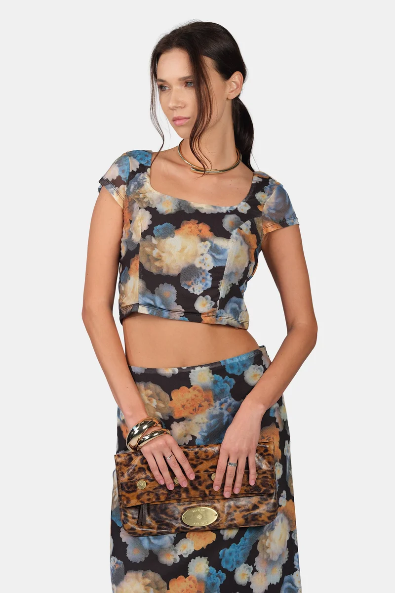 فيرجيو Abstract Mesh Abstract Print Fitted Top for Women