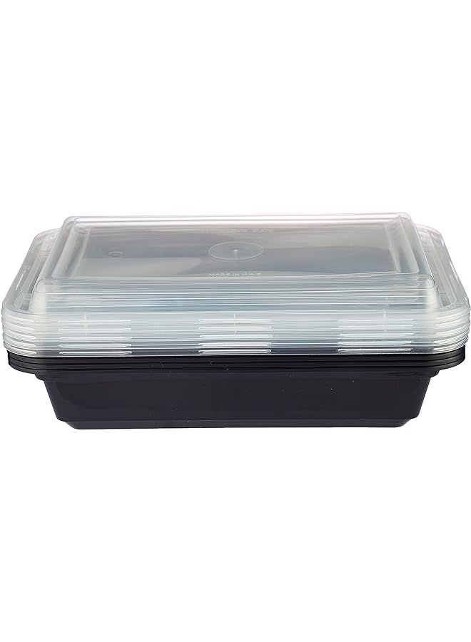 هوت باك حاوية مستطيلة سوداء اللون قابلة للميكروويف 28 أونصة مع غطاء 50 قطعة - Image 1