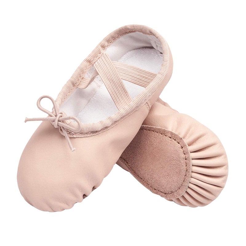 Stelle Ballet Shoes for Girls Toddler Ballet Slippers Soft Leather Boys Dance Shoes for Toddler/Little Kid/Big Kid(Ballet Pink (with Lace), 13ML) - Image 1