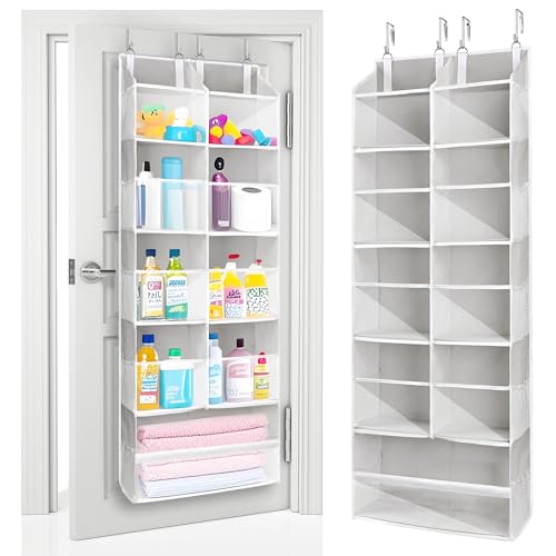 ULG Over the Door Organizer, 5-Tier Extra Large Hanging Storage with 10 Mesh Pockets, 100 lbs Capacity, Heavy Duty Door Organizer for Closet, Bedroom, Nursery Light Grey - Image 1