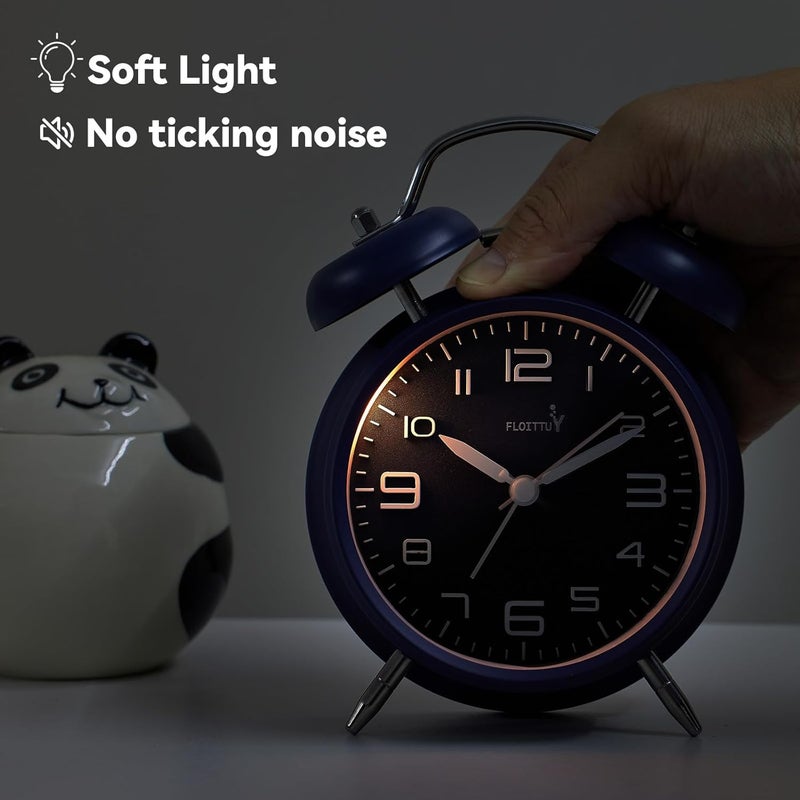 FLOITTUY (Loud Alarm for Deep Sleepers 4'' Twin Bell Alarm Clock, Stereo Digital Dial Alarm Clock with Backlight for Bedroom and Home Decoration(Nautical Blue) - Image 3