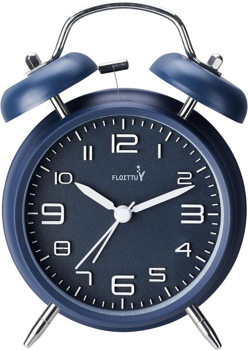 FLOITTUY (Loud Alarm for Deep Sleepers 4'' Twin Bell Alarm Clock, Stereo Digital Dial Alarm Clock with Backlight for Bedroom and Home Decoration(Nautical Blue) - Image 1