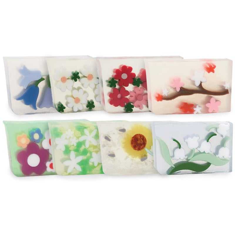 Primal Elements Glycerin Soap Bar Assorted Bundle Flower Pack of 8  Paraben and Cruelty Free Gift Idea for himher