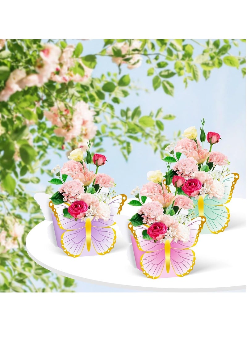 Excefore Tea Party Floral Decor, 3D Paper Butterfly Snack Box, Tea Time Floral Gift Case, Flower Decorated Tea-time Box, for Floral Tea Themed Birthday Party Supplies Baby Shower Wedding Anniversaries 24 Pcs - Image 2
