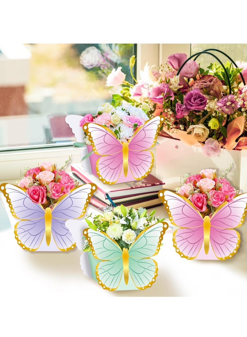 Excefore Tea Party Floral Decor, 3D Paper Butterfly Snack Box, Tea Time Floral Gift Case, Flower Decorated Tea-time Box, for Floral Tea Themed Birthday Party Supplies Baby Shower Wedding Anniversaries 24 Pcs - Image 4