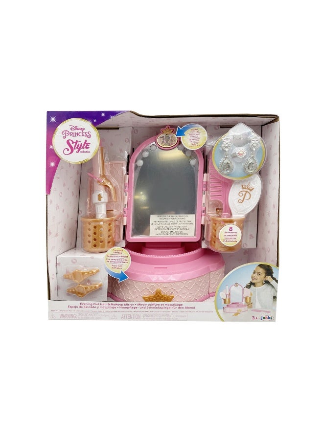 Disney Princess Style Hair & Make up Mirror with LED Lights, Battery Operated | Realistic Beauty Accessories | Pretend Play Dress Up | Role Play | Fashion Dress Up | Beauty Playset | Gift for Girls - Image 1