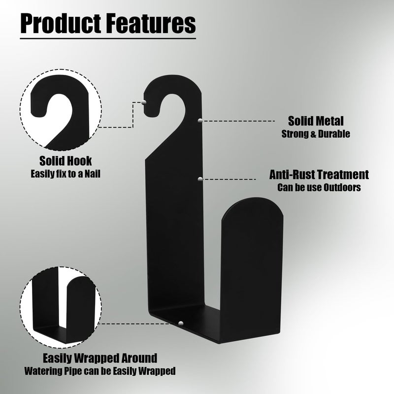 ORILEY حامل خرطوم الحديقة MS متين ثقيل الوزن مثبت على الحائط لحامل خرطوم الري محمول للفناء والخارج (أسود، عبوة من 1) - Image 4