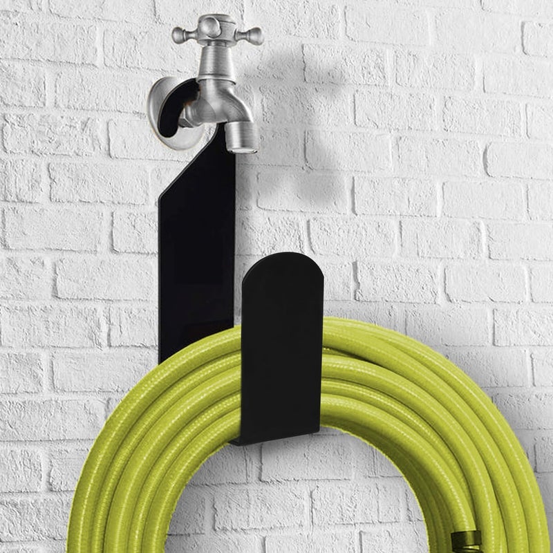 ORILEY حامل خرطوم الحديقة MS متين ثقيل الوزن مثبت على الحائط لحامل خرطوم الري محمول للفناء والخارج (أسود، عبوة من 1) - Image 1