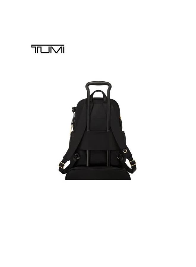 Tumi حقيبة لابتوب نسائية من تومي فويجور عالية الجودة عصرية باللون الأسود والذهبي، حقيبة ظهر سوداء مع لمسات ذهبية هدية - Image 4