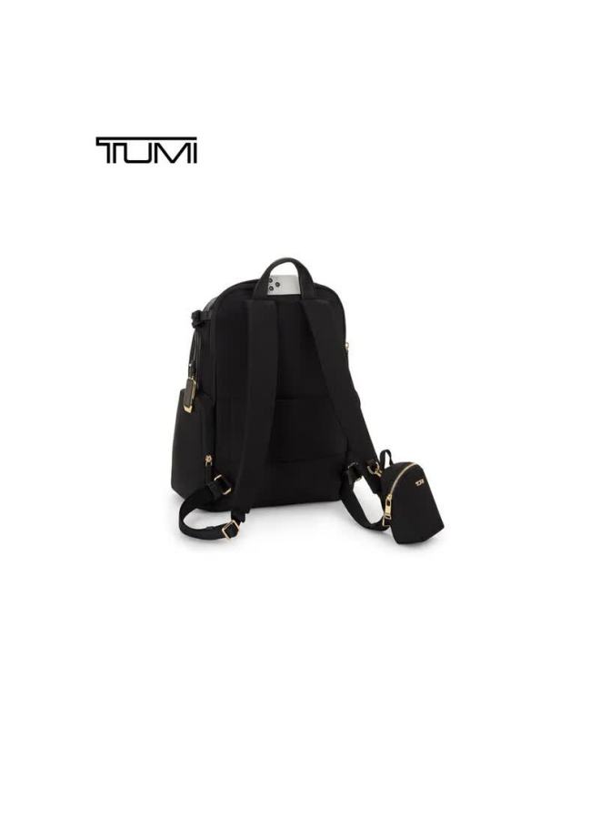 Tumi حقيبة لابتوب نسائية من تومي فويجور عالية الجودة عصرية باللون الأسود والذهبي، حقيبة ظهر سوداء مع لمسات ذهبية هدية - Image 3