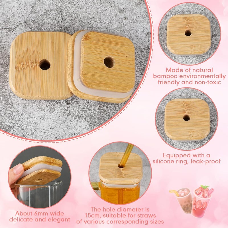 HEINRICHED Heinriched 350ML Wooden Lid Drinking Coffee Glass Sipper Straw Tumbler Mug for Beer Soda and Tea Coffee Can Fruit Juice Milk Water Cup Cocktail Smoothie Gift Glasses Pack of 1 1 Count  - Image 3
