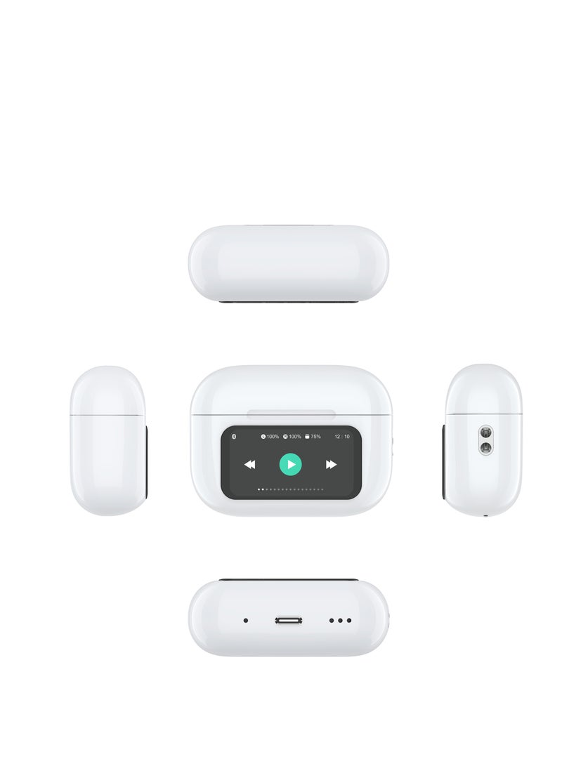 True Wireless Earbuds with Bluetooth 5.4, Hi-Res Audio, 52dB Active Noise Cancellation, Spatial Acoustics, Smart Touch Display, 5-Hour Playtime, Low Latency, 4-Mic Deep Bass, Smart Case, Customizable via App, TWS Bluetooth Headphones, Wireless In-Ear Earbuds, Compatible with Most Devices Moon White - Image 4