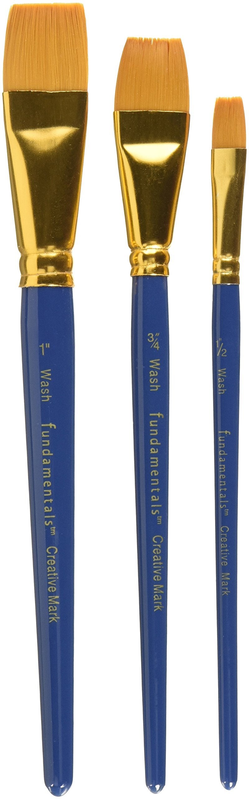 Creative Mark Fundamentals Paint Brush Set Short Handled for Decorative Arts, Watercolor, Acrylic, Oils, Set of 3 Golden Wash Paint Brushes - Set No. 17 - Image 2