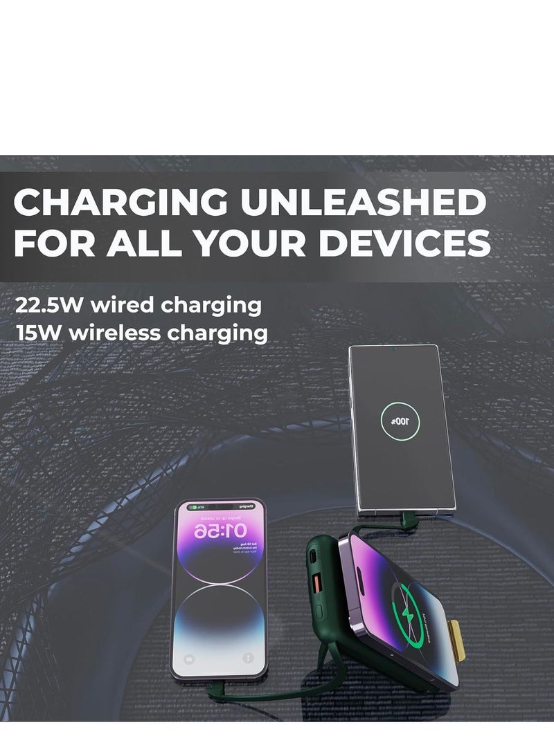 GULFLINK Large Capacity Portable Fast Charger Power Bank With Led Display Built in Cable 10000mah Green  - Image 5