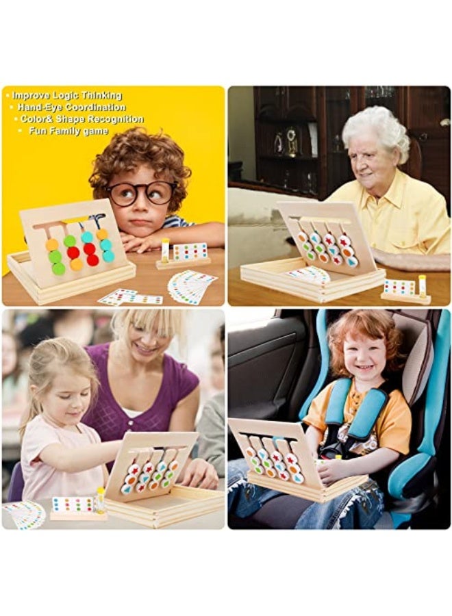 ألعاب التعلم من مونتيسوري، ألغاز انزلاقية، مطابقة الألوان والأشكال، ألعاب منطقية، ألعاب تعليمية من الخشب للأطفال، الأولاد والبنات بعمر 3 إلى 7 سنوات، ألعاب سفر بالطائرة، هدايا عيد الميلاد. - Image 4