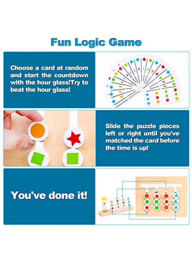 ألعاب التعلم من مونتيسوري، ألغاز انزلاقية، مطابقة الألوان والأشكال، ألعاب منطقية، ألعاب تعليمية من الخشب للأطفال، الأولاد والبنات بعمر 3 إلى 7 سنوات، ألعاب سفر بالطائرة، هدايا عيد الميلاد. - Image 3