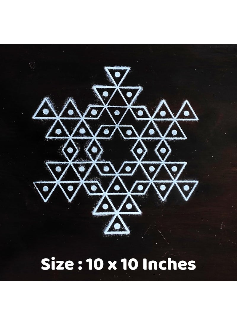 anciently Anciently Star Flower Padi Kolam Rangoli Stencil Wooden, Rangoli Sacha Wooden, 1 Piece (10x10 Inches)  - Image 2