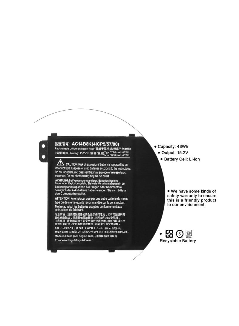 Terabyte AC14B8K AP14B8K Laptop Battery Replacement for Acer Chromebook C730 C810 C910 CB3-111 CB5-311 CB5-571 CB3-531 Aspire ES1-311 ES1-411 ES1-421 ES1-431 ES1-431 ES1-421 ES1 ES1-421 ES1 ES1-421 -520 - Image 4