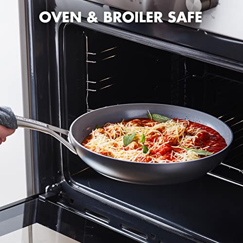 Greenpan مقلاة غير لاصقة 8 بوصة من جرين بان، خالية من PFAS، أواني طهي من السيراميك، مصنوعة من الألمنيوم المؤكسد، مقبض من الفولاذ المقاوم للصدأ، آمنة في غسالة الصحون والفرن، باريس برو، رمادي - Image 3