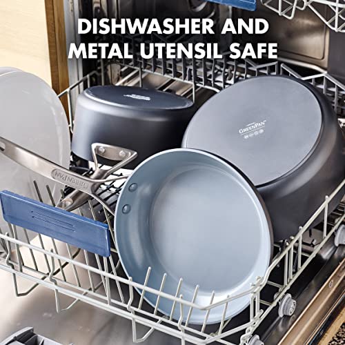 Greenpan مقلاة غير لاصقة 8 بوصة من جرين بان، خالية من PFAS، أواني طهي من السيراميك، مصنوعة من الألمنيوم المؤكسد، مقبض من الفولاذ المقاوم للصدأ، آمنة في غسالة الصحون والفرن، باريس برو، رمادي - Image 5