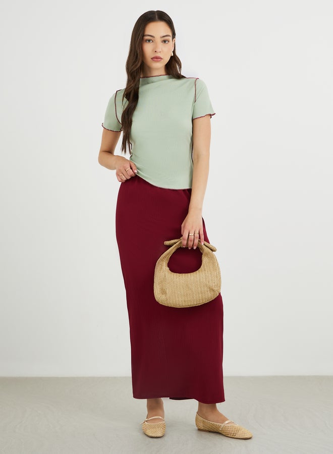 تايك تو تنورة ماكسي بقصة واسعة بنسيج مزخرف - Image 1