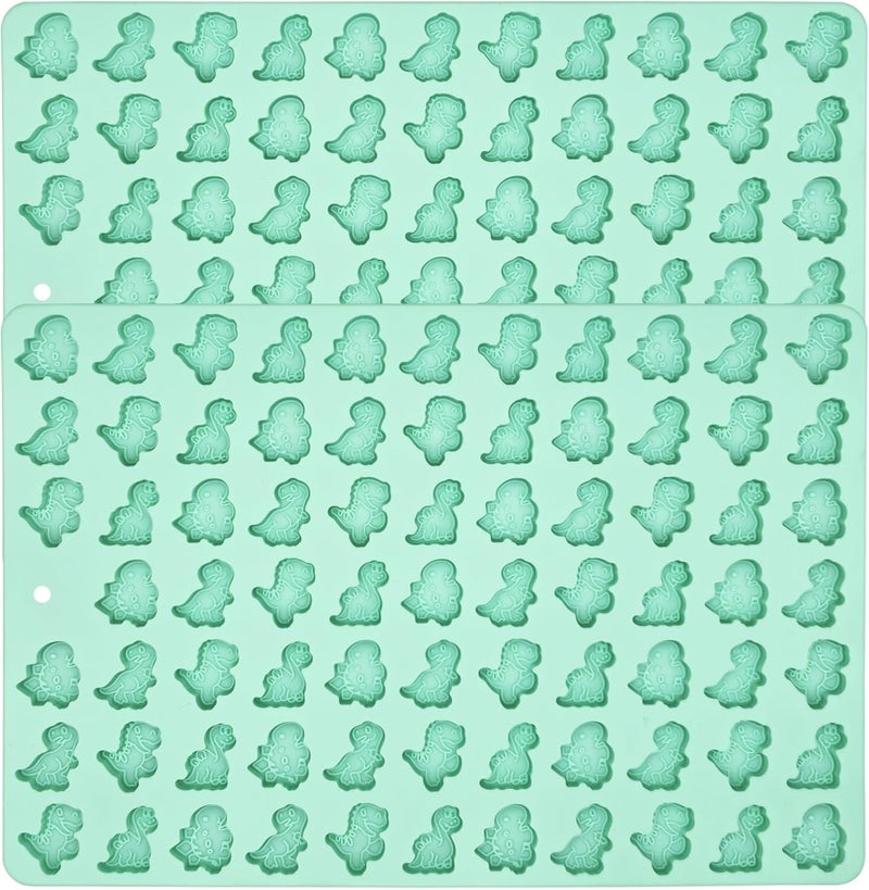 KBTBAK 2 PCS Mini Dinosaurs Candy Molds, Silicone Mold for Chocolate, Fondant, Candy, Biscuits, Cookie, Jelly and Dog Training Commands Concept, Total 152 Cavities (Dinosaurs) - Image 1
