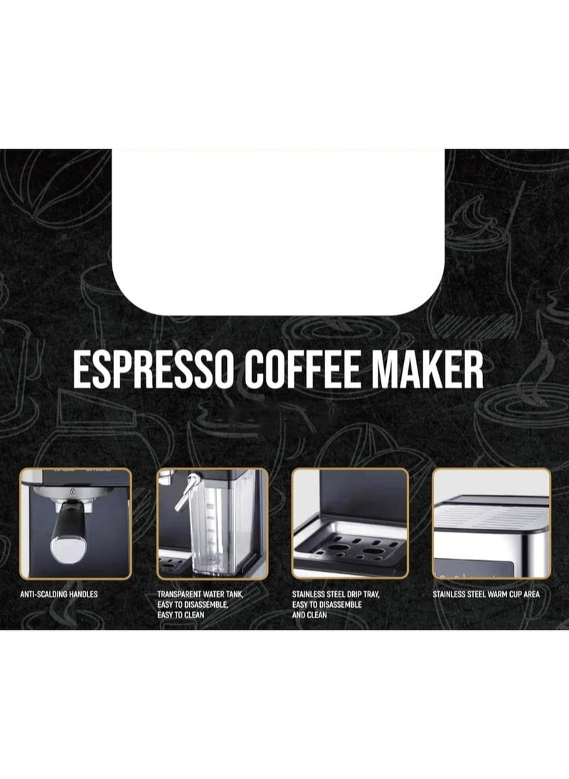 Professional Espresso Coffee Maker, Espresso Maker Cappuccino & Latte Macchiato, Professional Espresso Machine With 3 Types of Coffee Maker With Glass Shot, Espresso Machine For Home & Office