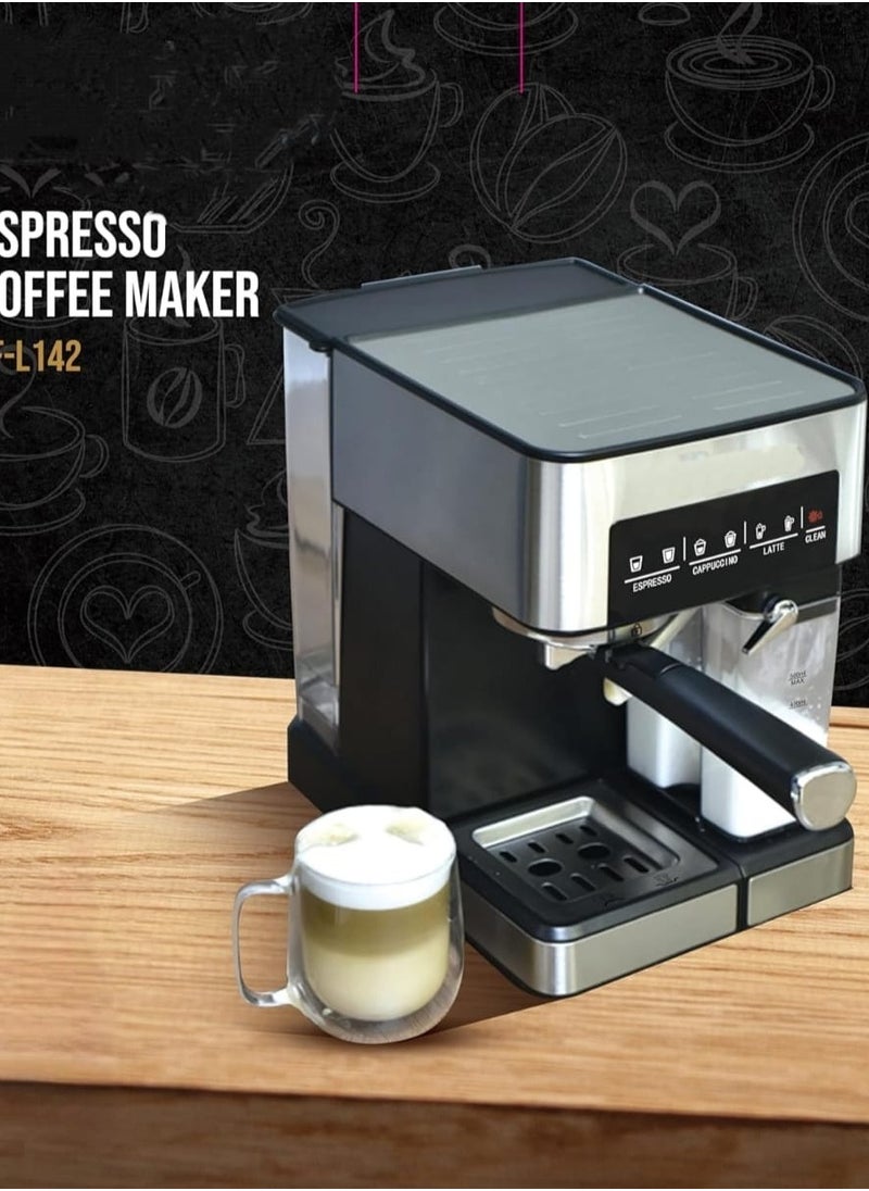 Professional Espresso Coffee Maker, Espresso Maker Cappuccino & Latte Macchiato, Professional Espresso Machine With 3 Types of Coffee Maker With Glass Shot, Espresso Machine For Home & Office
