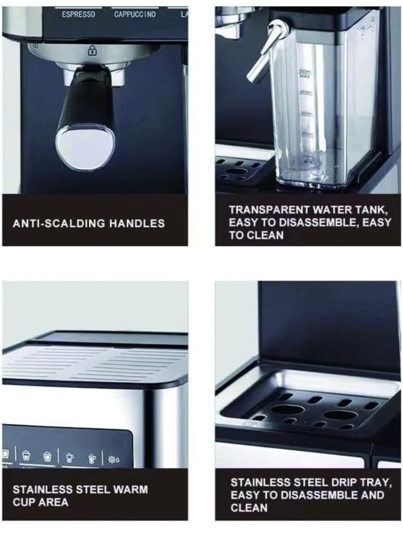 Professional Espresso Coffee Maker, Espresso Maker Cappuccino & Latte Macchiato, Professional Espresso Machine With 3 Types of Coffee Maker With Glass Shot, Espresso Machine For Home & Office