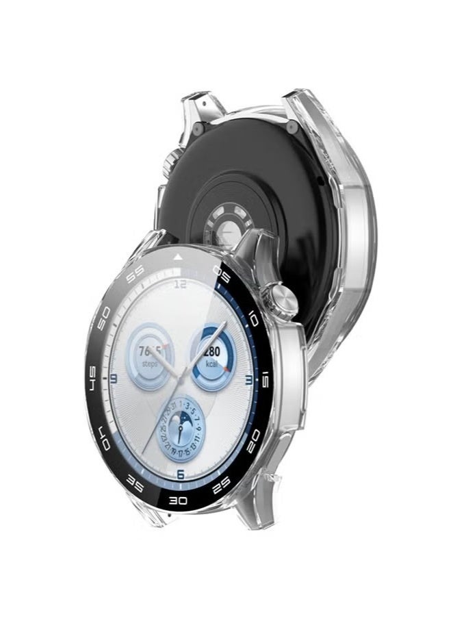 حافظة صلبة من البولي كربونات لساعة هواوي GT5 مقاس 46 مم مع واقي شاشة من الزجاج المقوى متوافق مع غطاء حماية من الصدمات وفيلم حساس للمس (شفاف) - Image 4