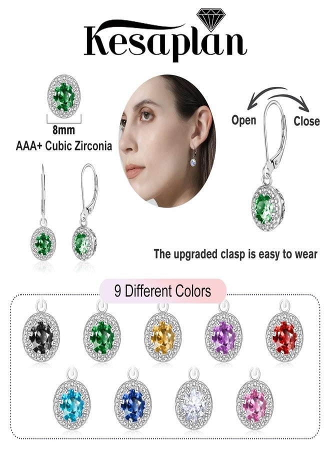 KesaPlan Dangle Earrings for Women Multicolor Crystal Drop Earrings Set and Fashion Cubic Zirconia Leverback Earrings 925 Silver Hypoallergenic Dangle Earrings Trendy Jewelry Gifts for Women (Silver-2) - Image 4