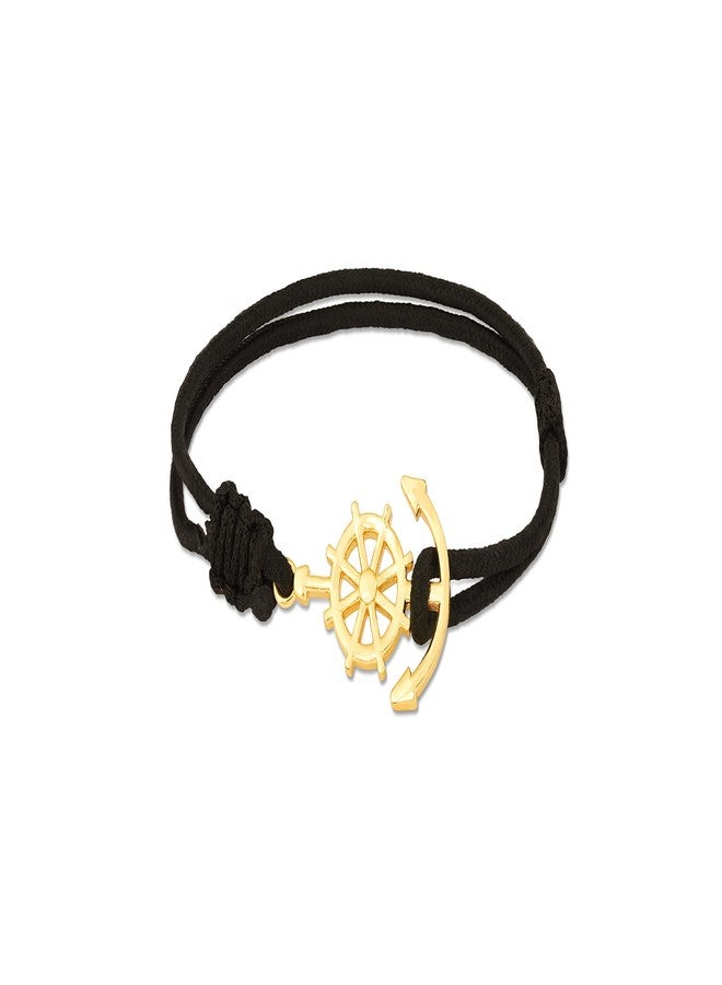 مينوتيا سوار مينوتيا الأنيق ذو الطبقتين بتصميم مرساة بحرية من سبيكة النحاس الأصفر، مناسب للرجال والنساء - ذهبي | مضاد للحساسية، لطيف على البشرة، ومناسب للجنسين | هدية مثالية له/لها/لصديق/بحار - Image 1