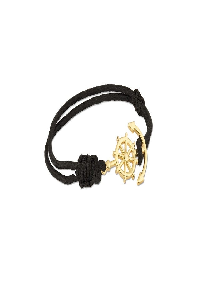 مينوتيا سوار مينوتيا الأنيق ذو الطبقتين بتصميم مرساة بحرية من سبيكة النحاس الأصفر، مناسب للرجال والنساء - ذهبي | مضاد للحساسية، لطيف على البشرة، ومناسب للجنسين | هدية مثالية له/لها/لصديق/بحار - Image 3